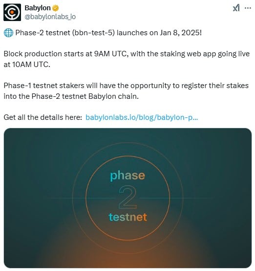 Babylon Launches bbn-test5 Testnet with PoS Upgrades